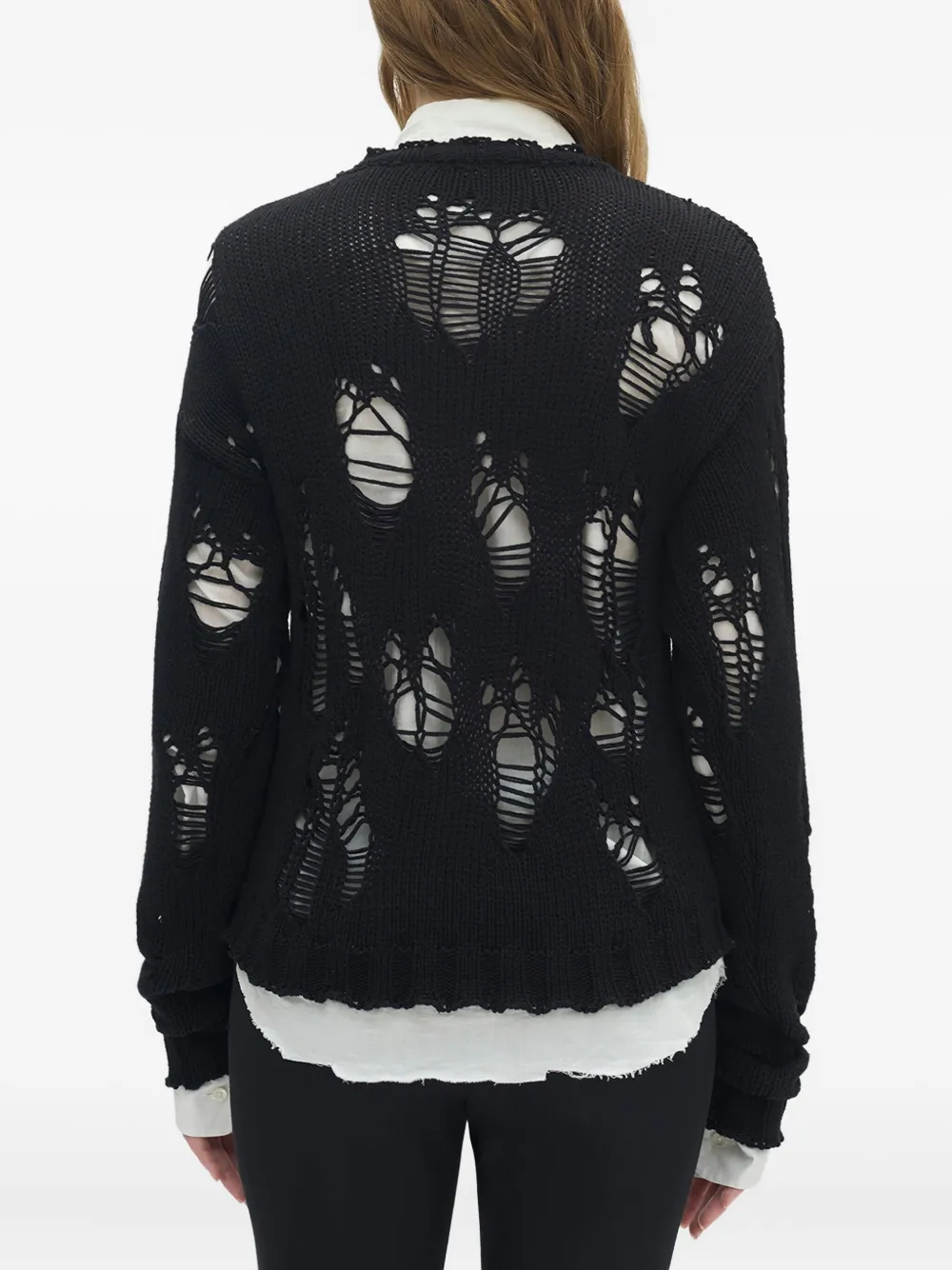 Ann Demeulemeester Open-knit Sweater In Black
