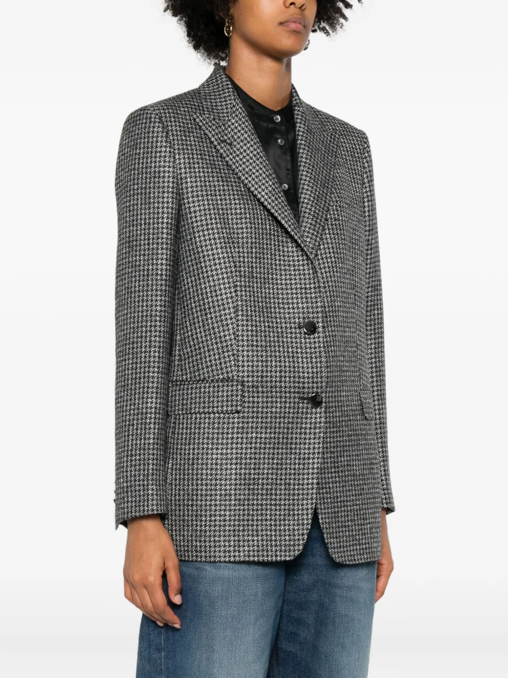 Tagliatore Houndstooth Wool Jacket In Gray