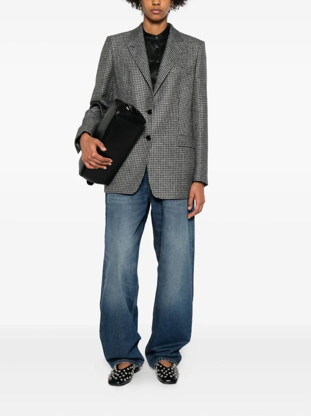 Tagliatore Houndstooth Wool Jacket In Gray