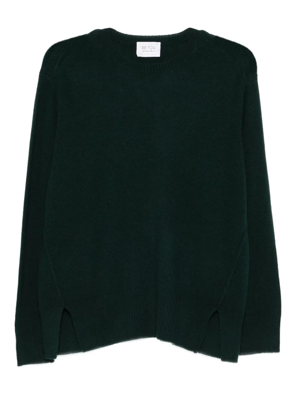 BeYou side-split round-neck sweater | Green | Image 1