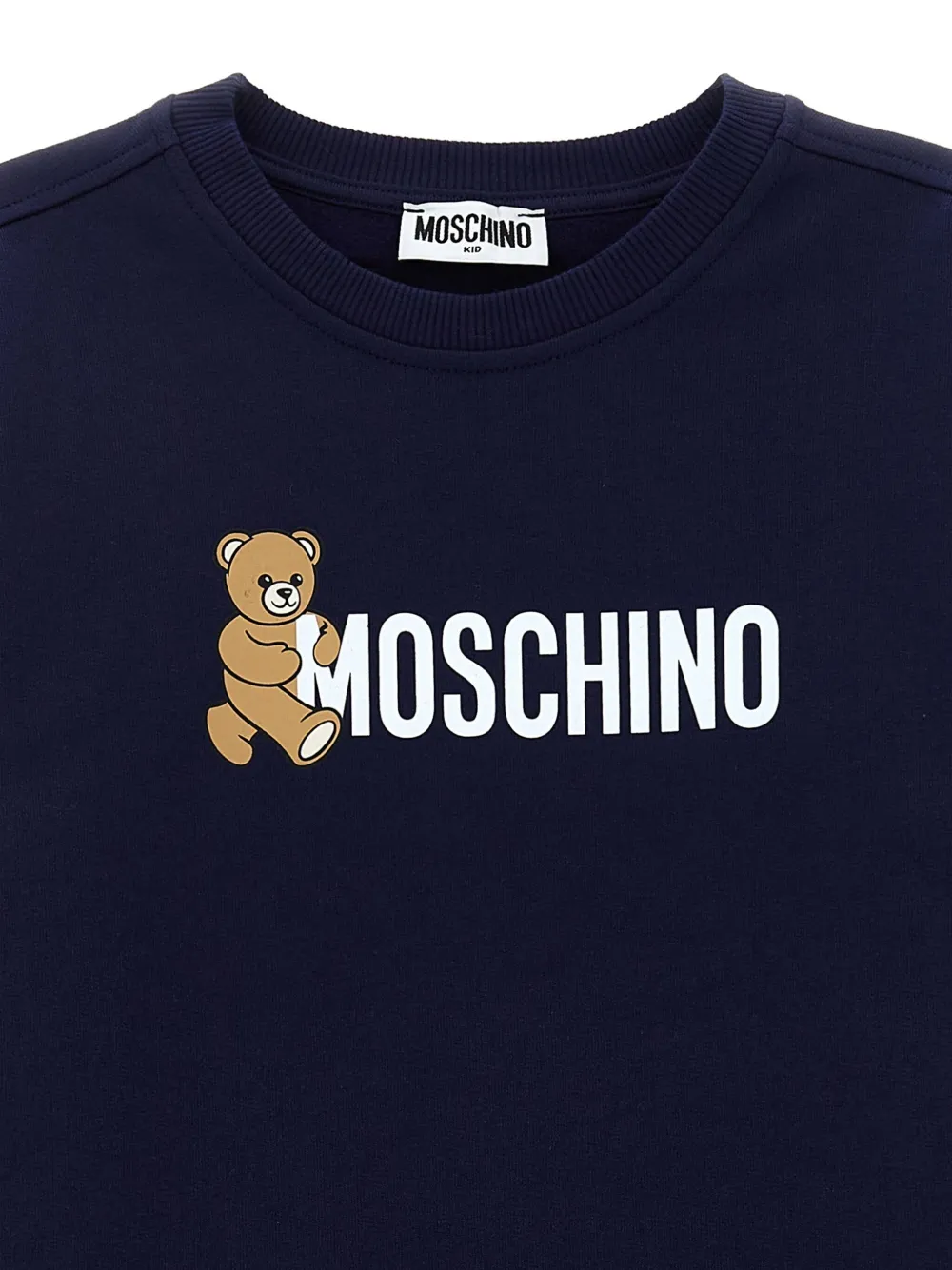 Moschino Kids teddy-print cotton dress Blauw