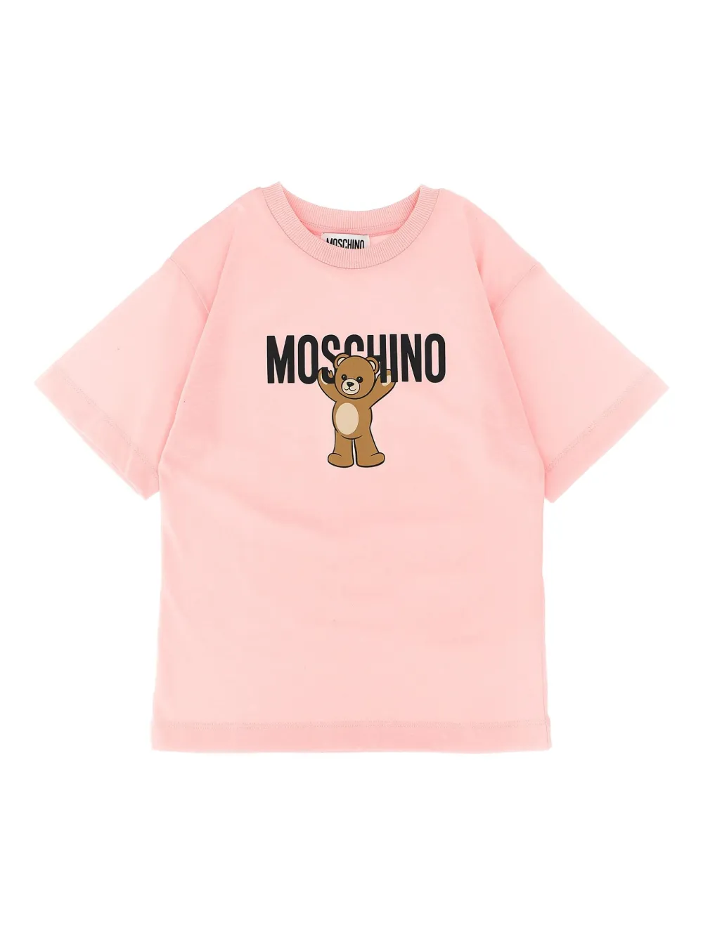 Moschino Kids Teddy Bear-print cotton T-shirt Roze
