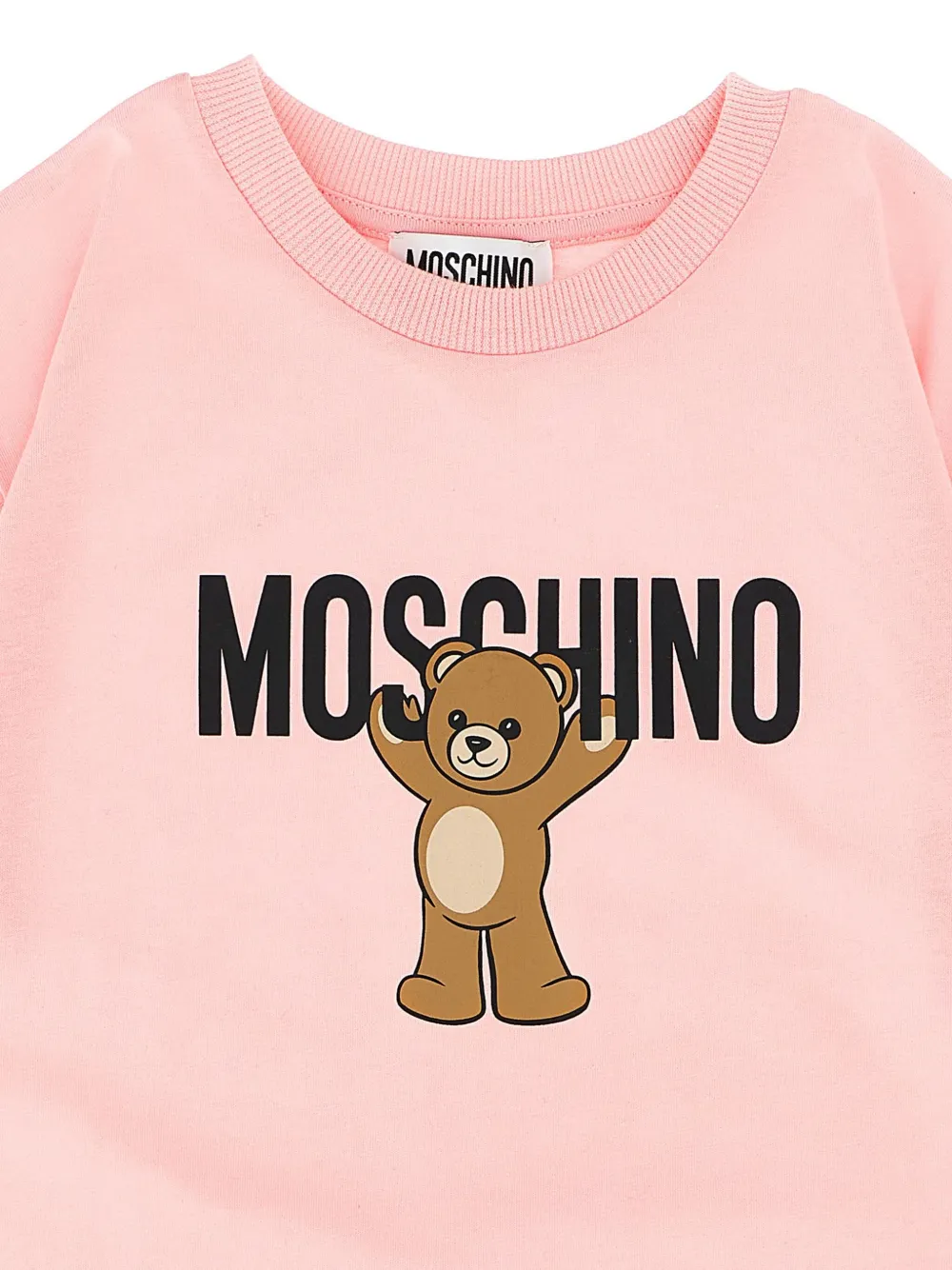 Moschino Kids Teddy Bear-print cotton T-shirt Roze