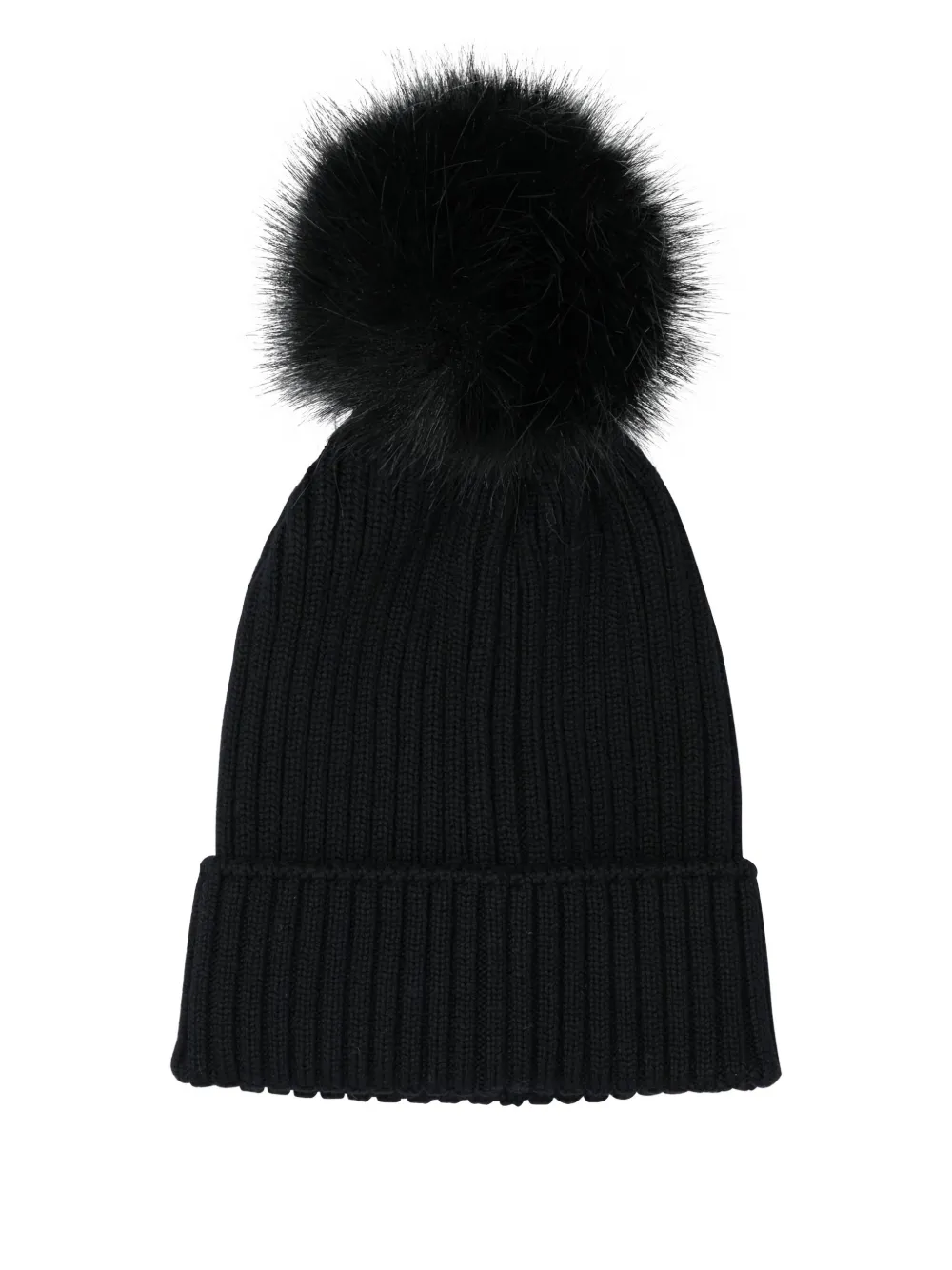 Moncler Enfant Geribbelde muts met pompon Zwart