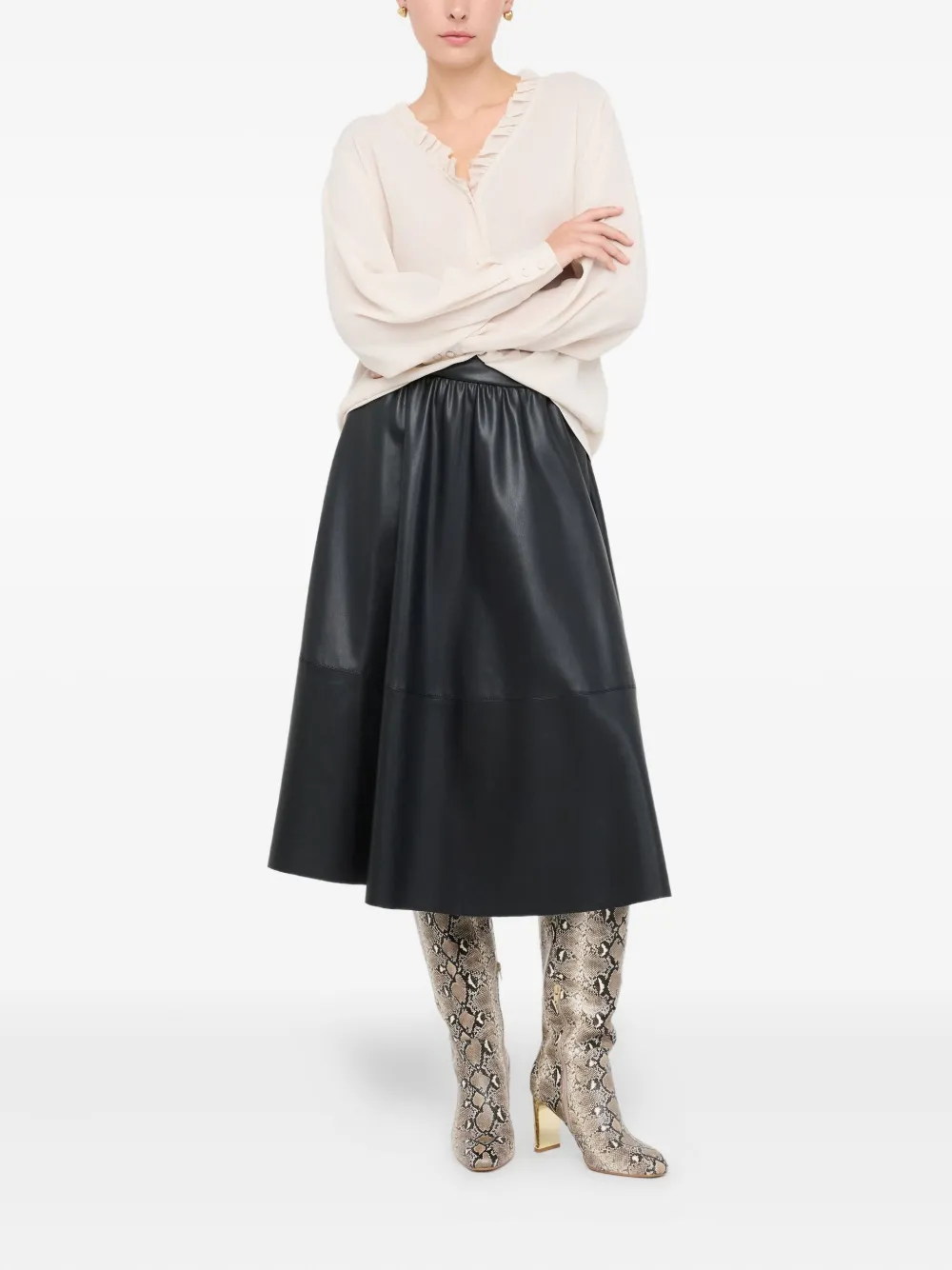 LIU JO Better ruffled georgette shirt - Beige