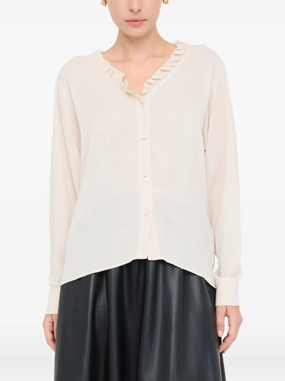 LIU JO Better georgette blouse met ruches Beige