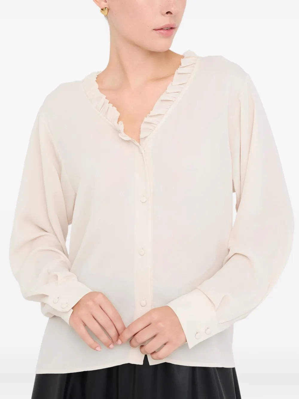 LIU JO Better georgette blouse met ruches Beige