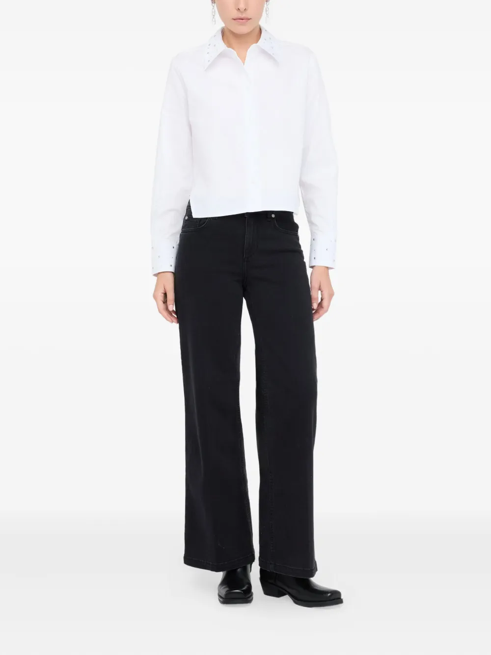 LIU JO rhinestone-embellished collar shirt - Wit