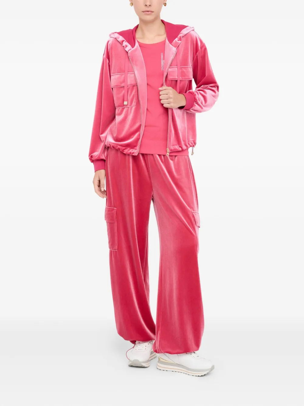 LIU JO zip-up chenille hoodie - Roze