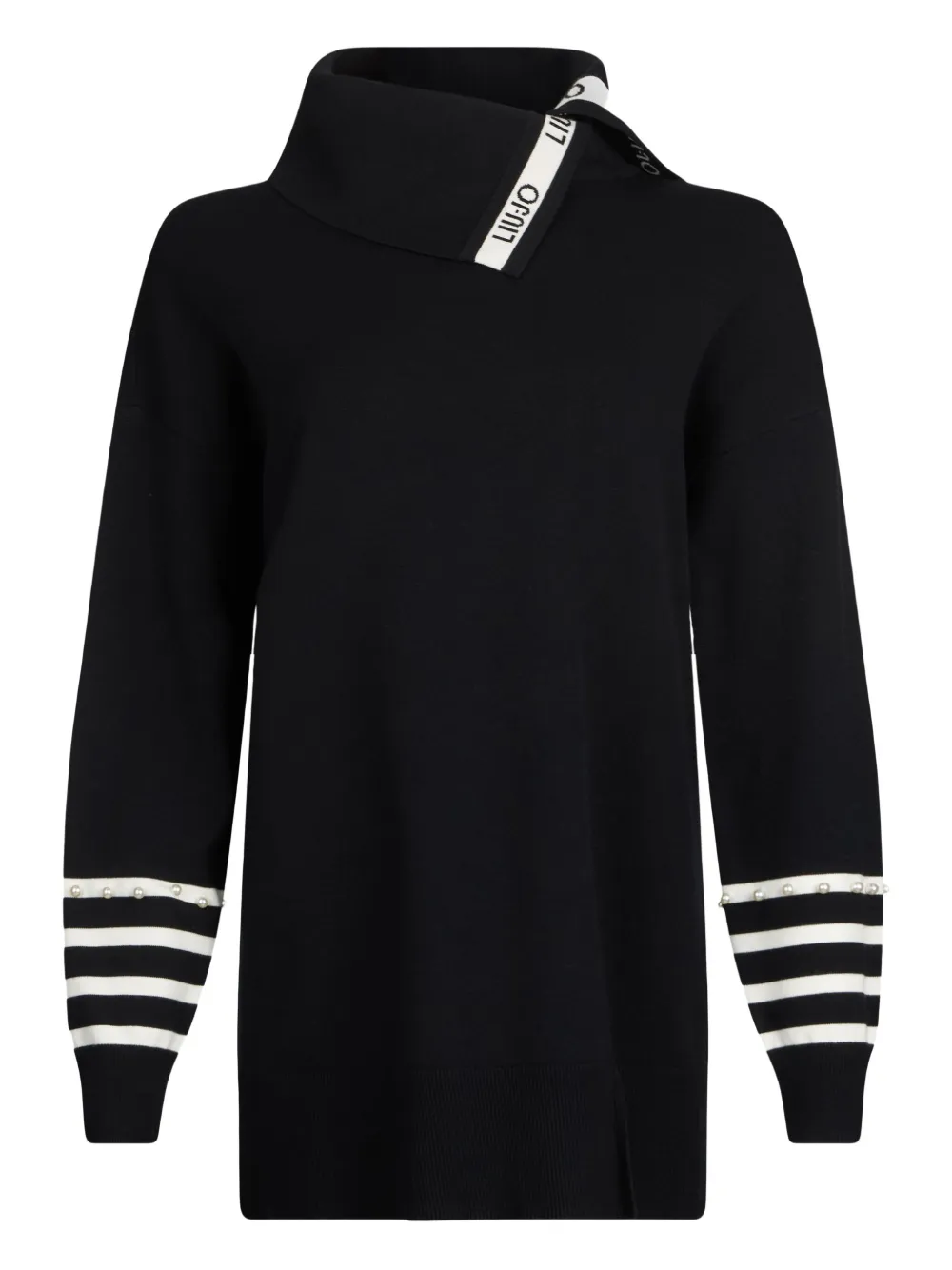 LIU JO roll-neck striped-cuff top | Black | Image 1