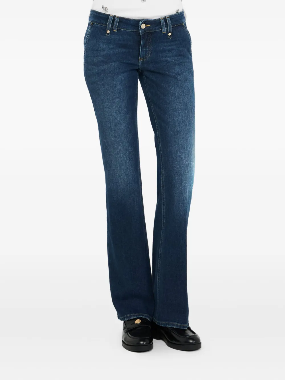 Liu •jo Logo-patch Bootcut Jeans In Blue