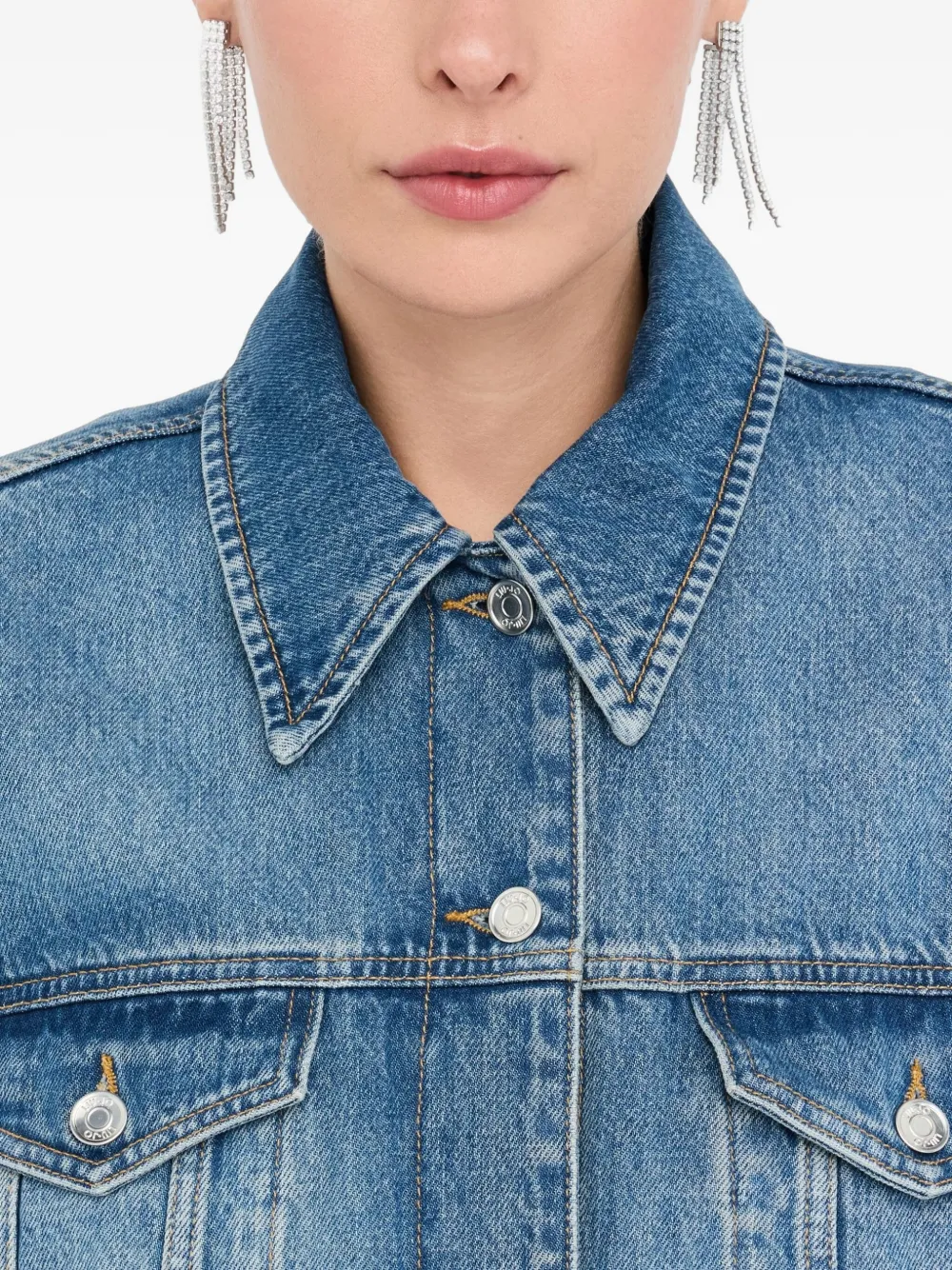 Liu •jo Removable-fur Shirt-collar Denim Jacket In Blue