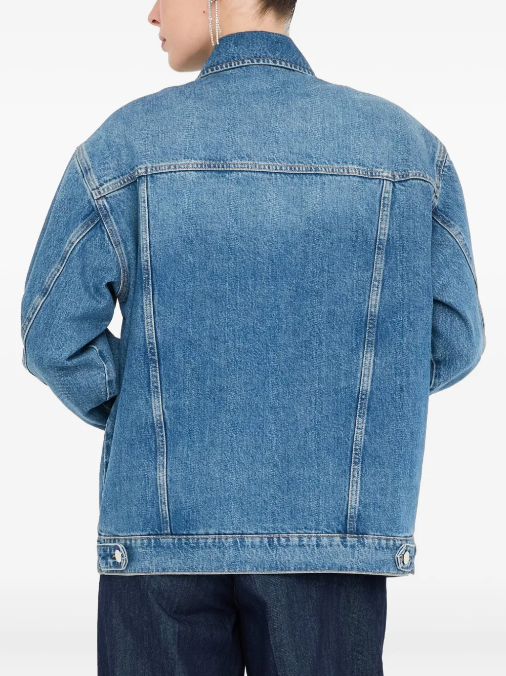 Liu •jo Removable-fur Shirt-collar Denim Jacket In Blue