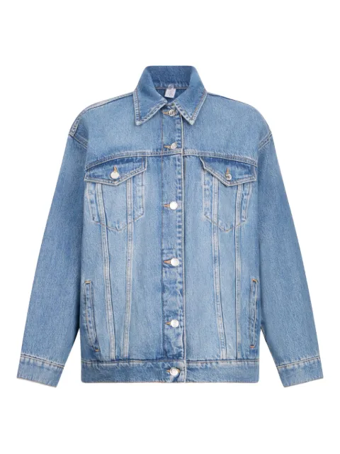 LIU JO removable-fur shirt-collar denim jacket