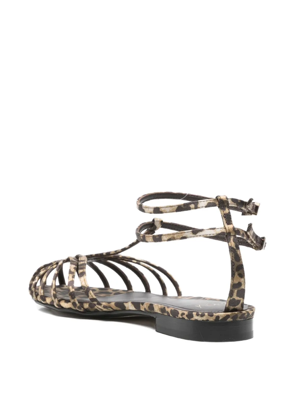 Alevì Leopard-print Caged-effect Sandals In Brown