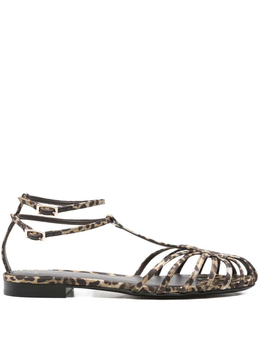 Alevì Leopard-print Caged-effect Sandals In Brown