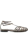 Alevì leopard-print caged-effect sandals - Brown