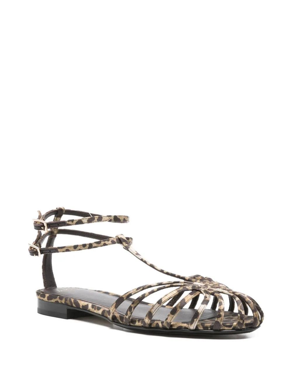 Alevì Leopard-print Caged-effect Sandals In Brown