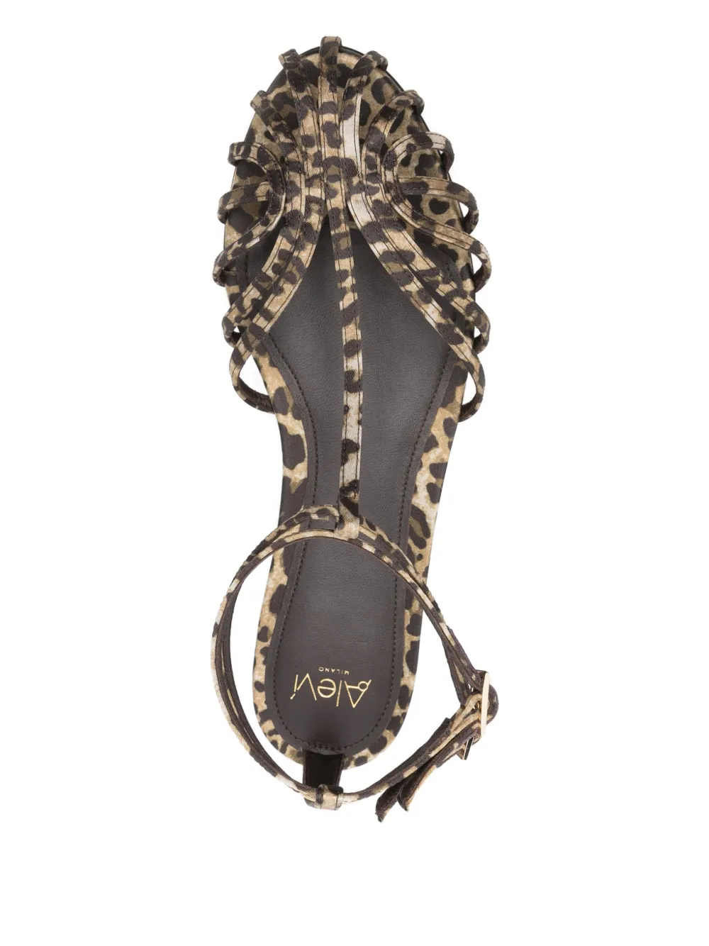 Alevì Leopard-print Caged-effect Sandals In Brown