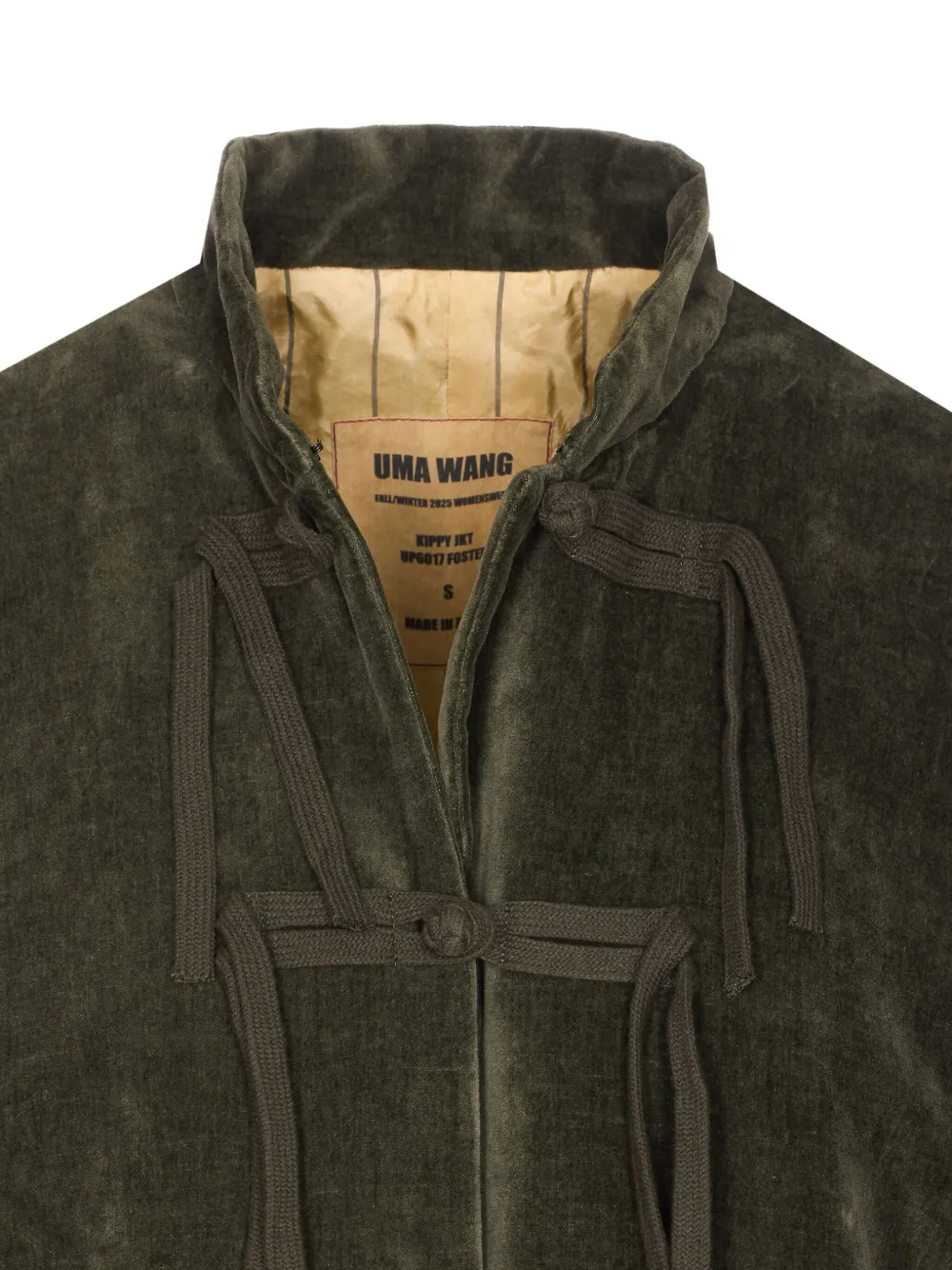 Uma Wang Kippy frog-closure velvet jacket Groen