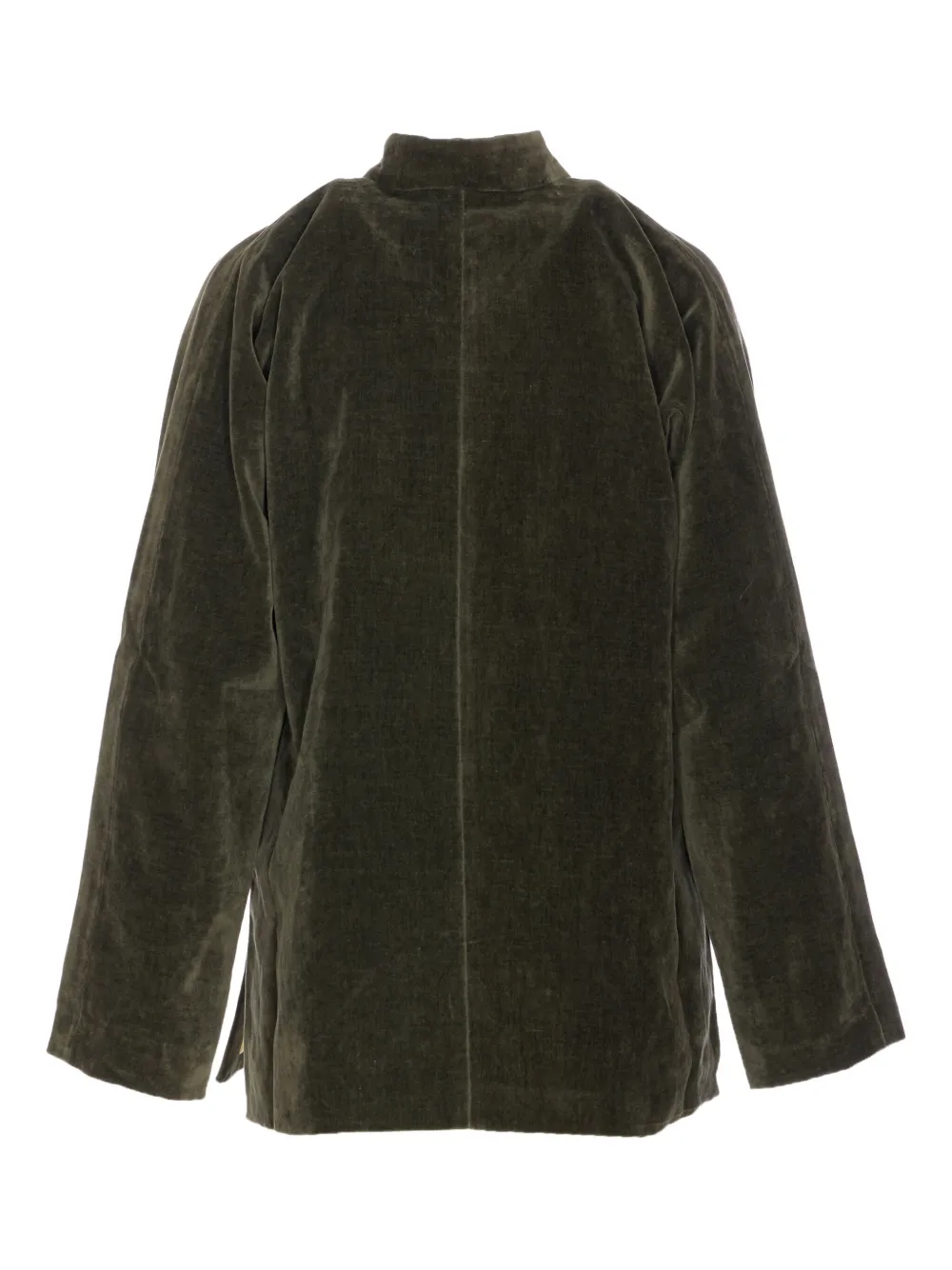 Uma Wang Kippy frog-closure velvet jacket Groen