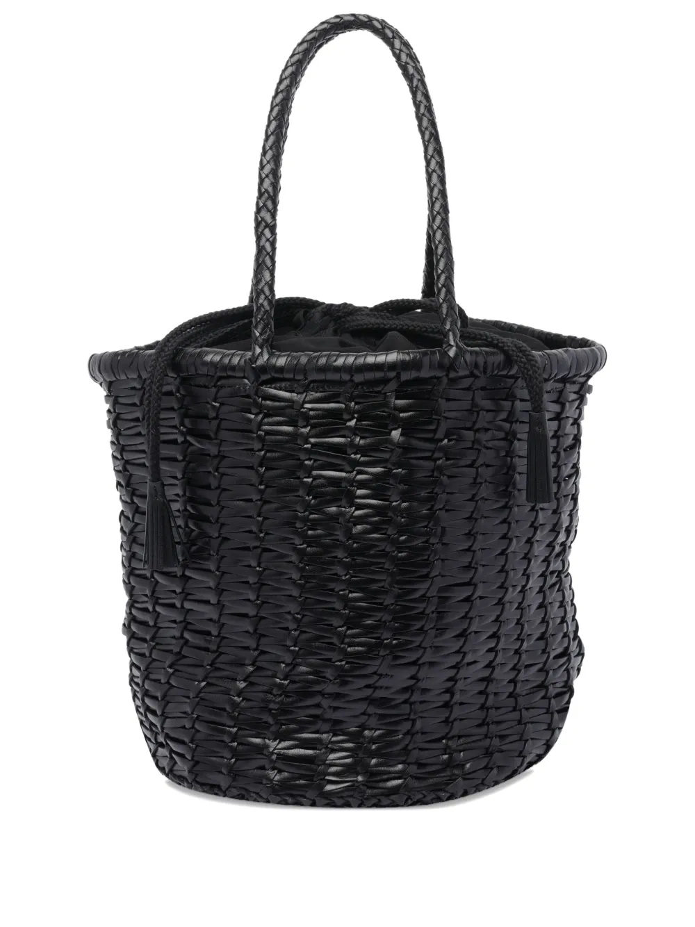 braided-leather bucket bag