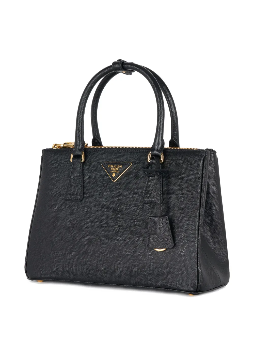 Prada Leren schoudertas met handvat Zwart