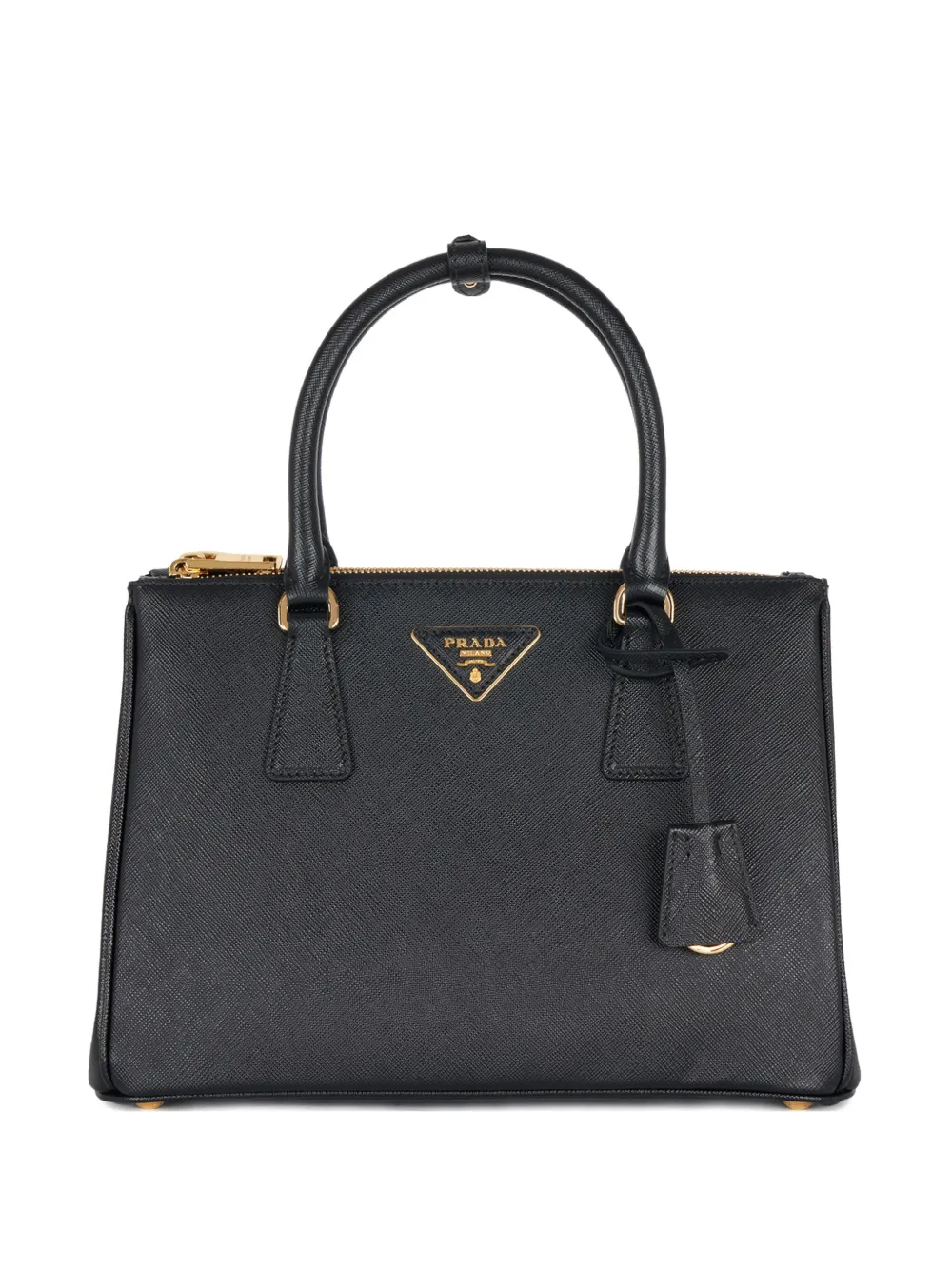 Prada Leren schoudertas met handvat Zwart