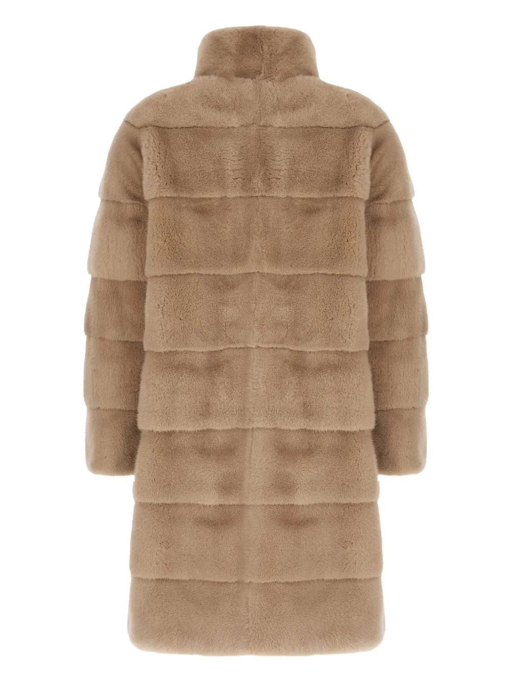 Olivia V Horizontal-panel Fur Coat In Neutral