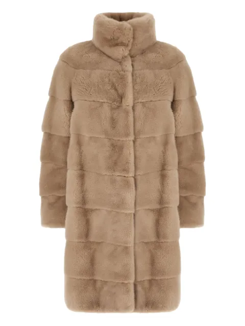 OLIVIA V horizontal-panel fur coat