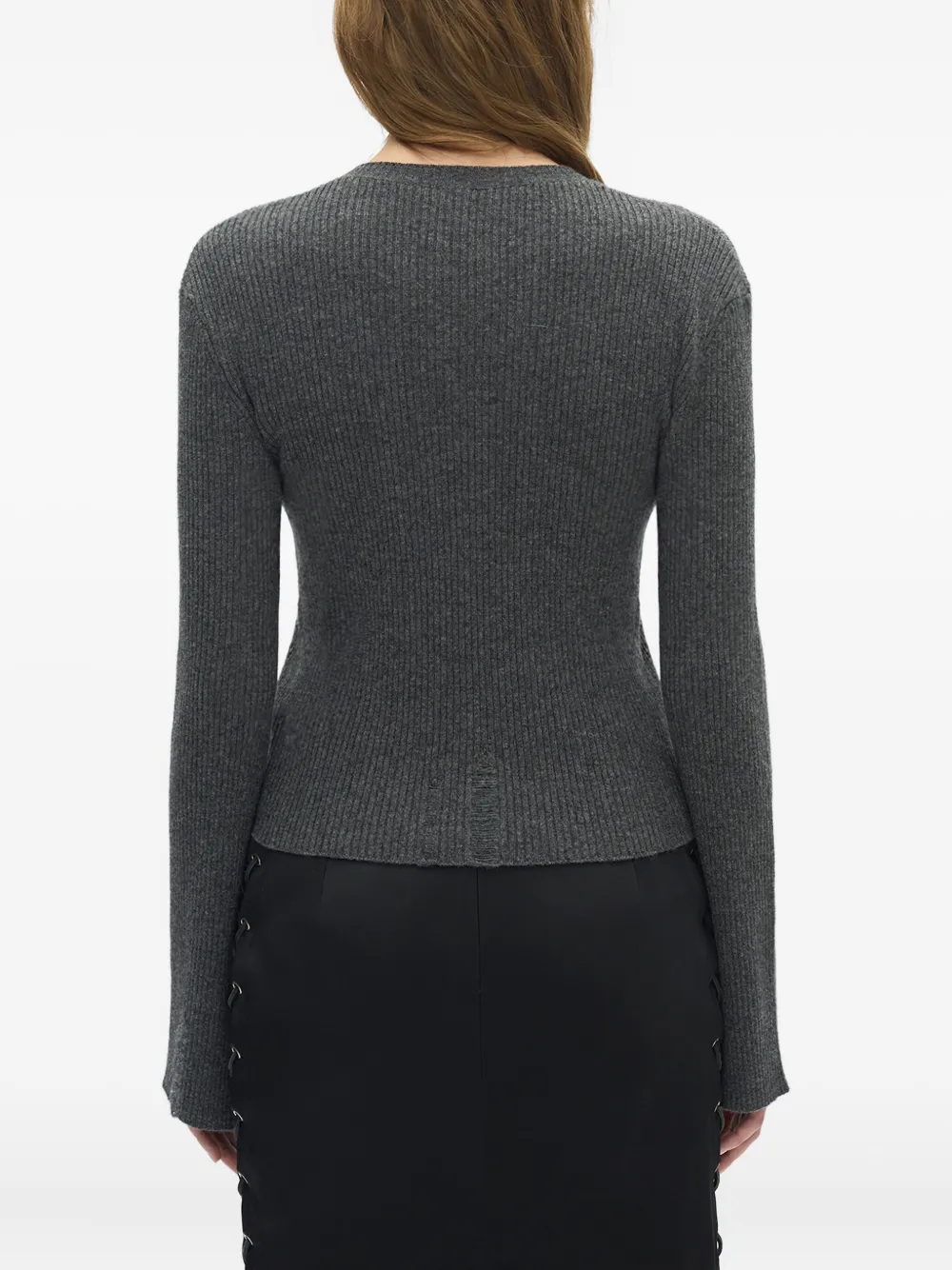 Ann Demeulemeester Distressed Ribbed Top In Gray
