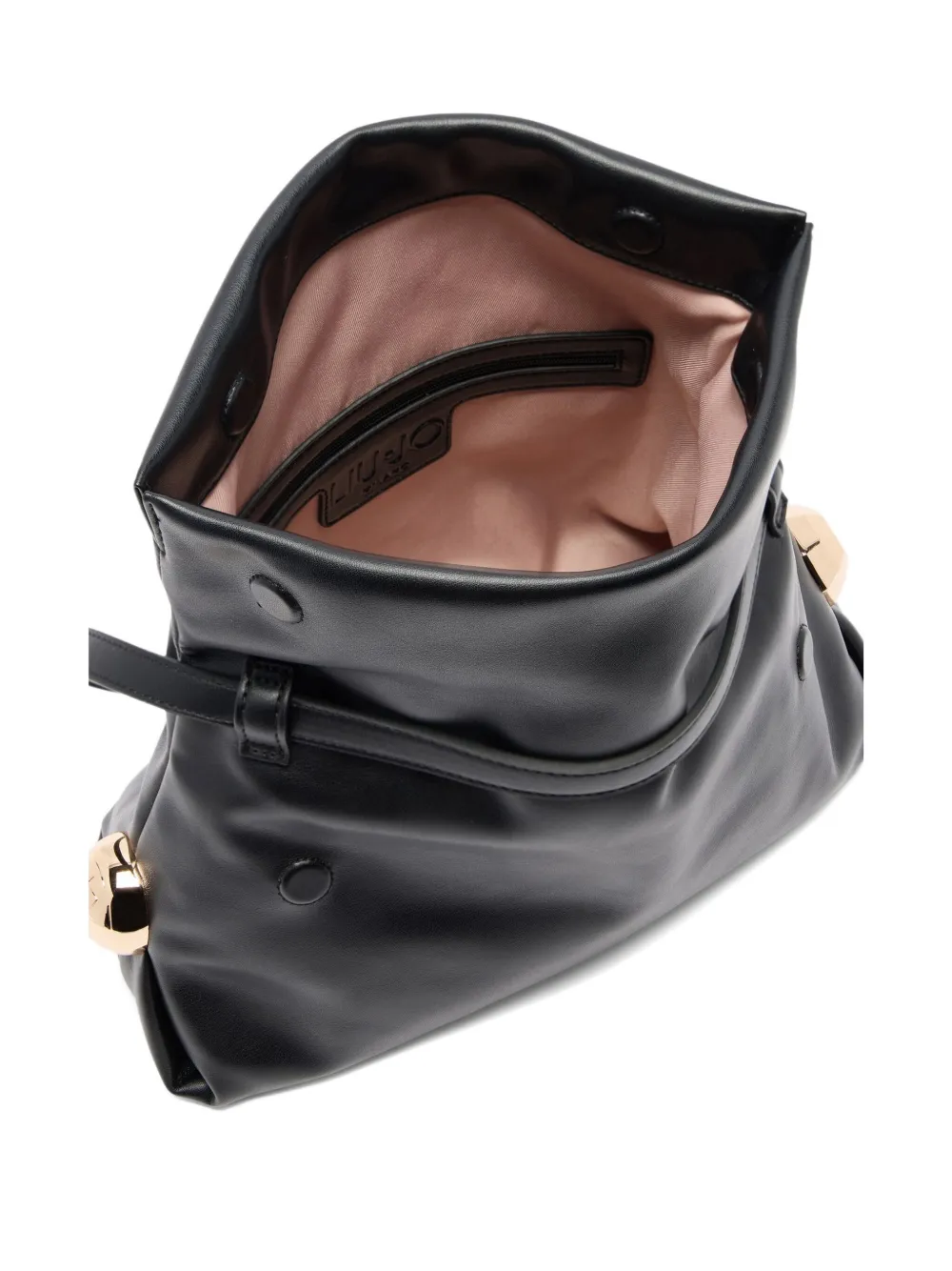 Liu •jo Black Clutch With Sophisticated Ruched Texture In Metallic