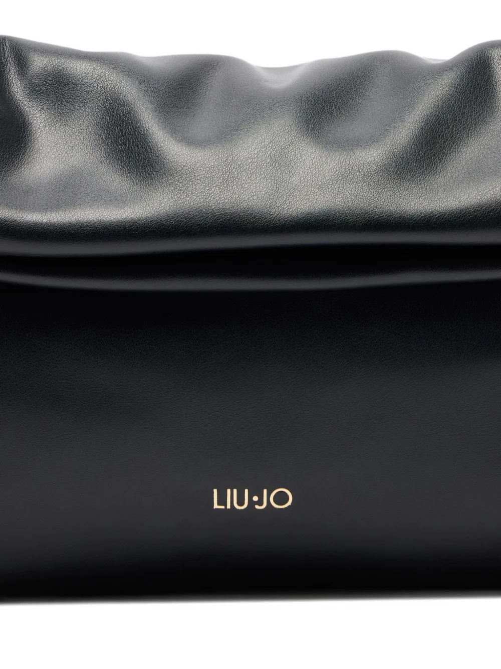 Liu •jo Black Clutch With Sophisticated Ruched Texture In Metallic
