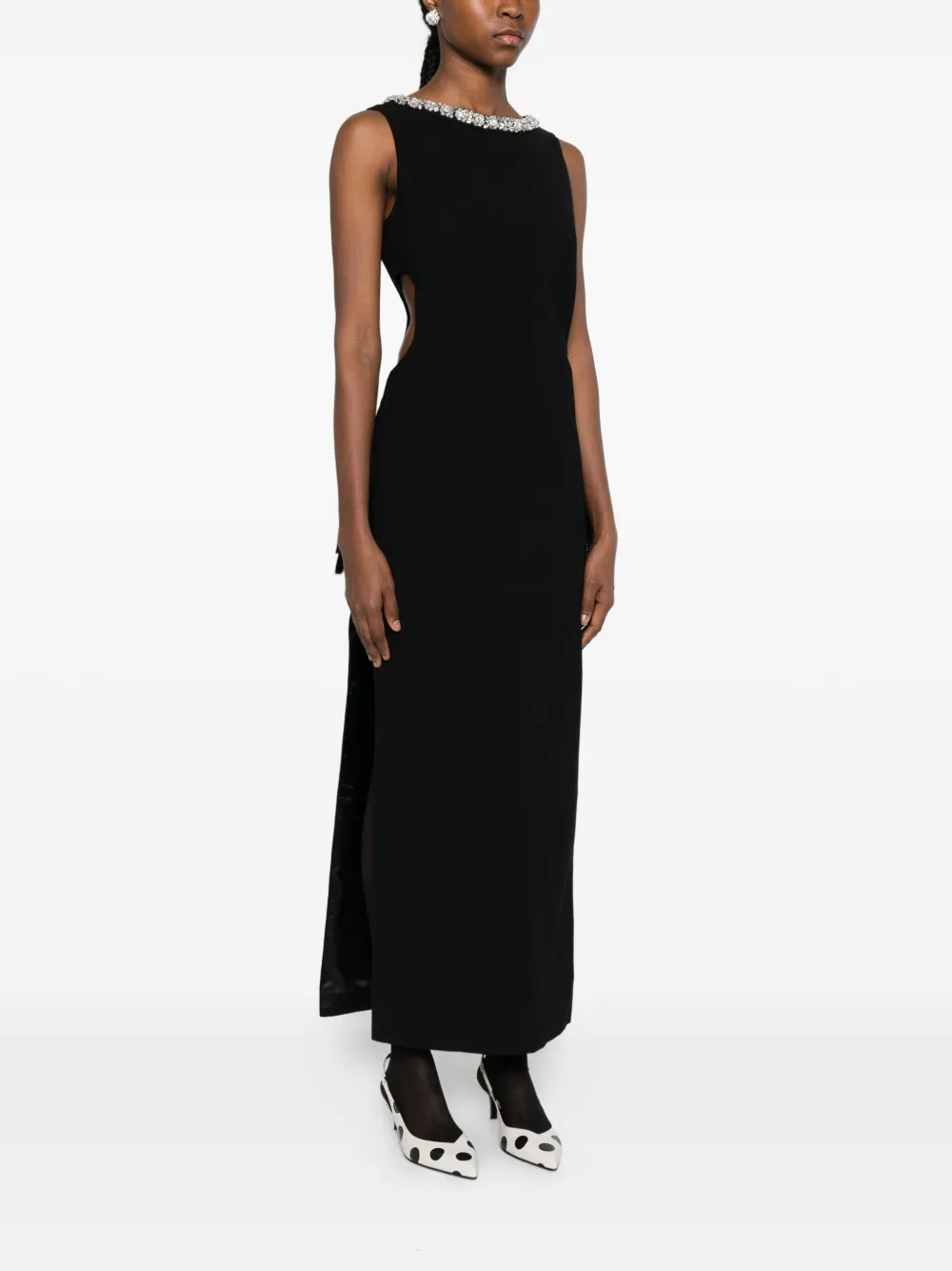 Maje Verfraaide mini-jurk met uitgesneden details Zwart