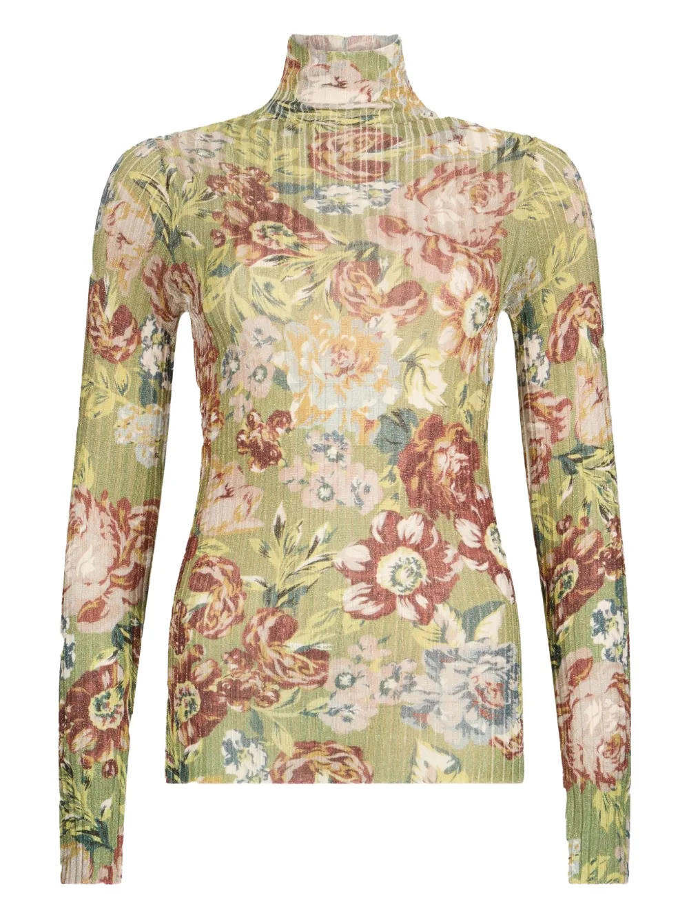 LIU JO floral-print ribbed sweater - グリーン LIU JO floral-print ribbed sweater - グリーン