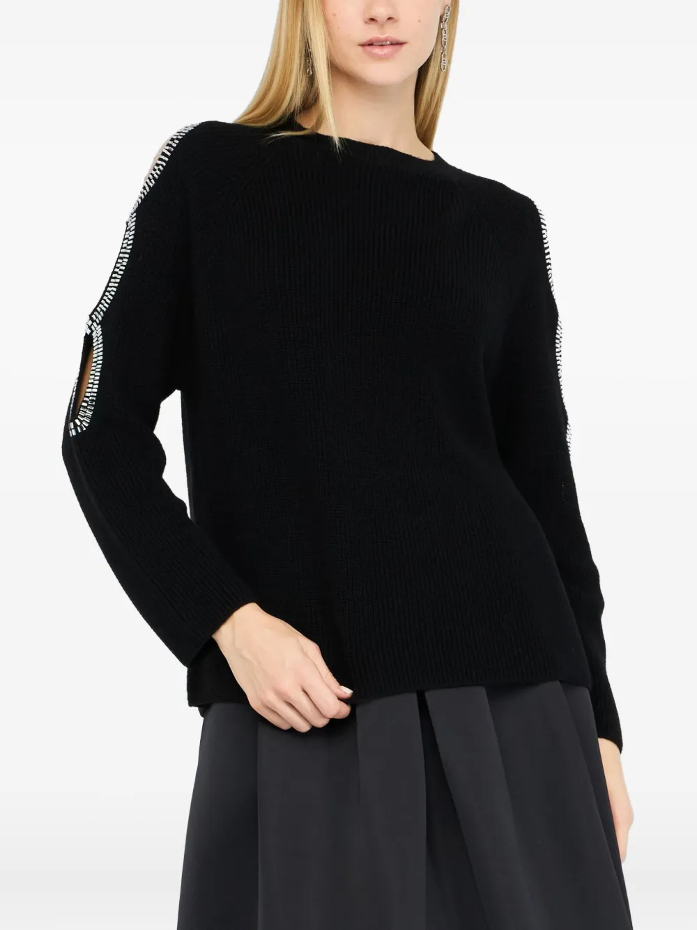 Liu •jo Embellished Cut-out Top In Black