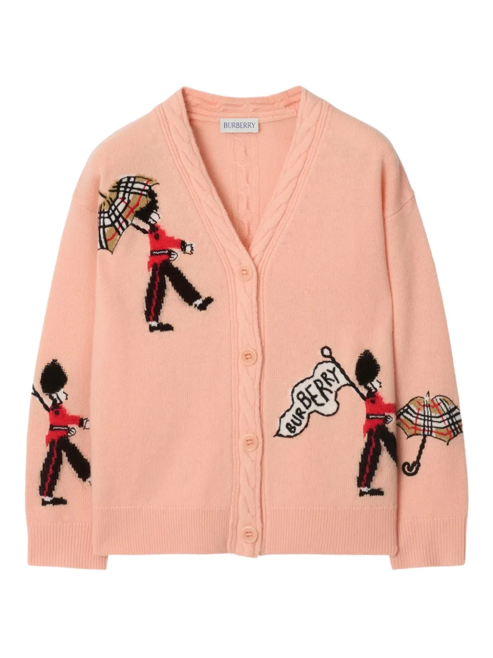 Burberry Kids Kabelgebreid vest met London Guards patroon Roze
