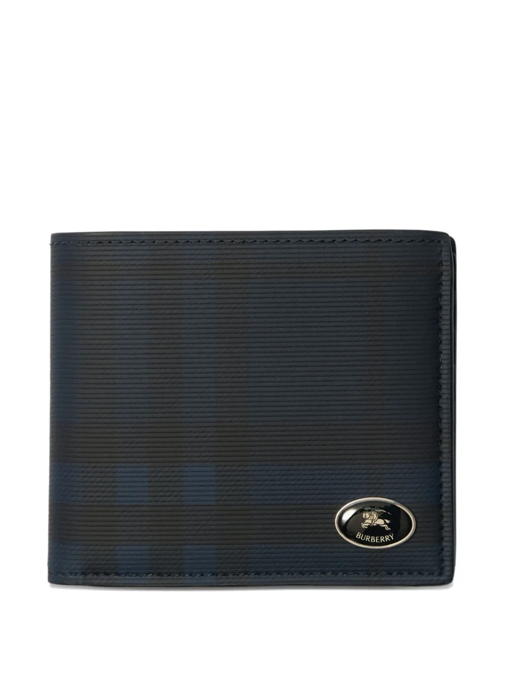 Burberry check-pattern Equestian Knight stamp wallet Blauw