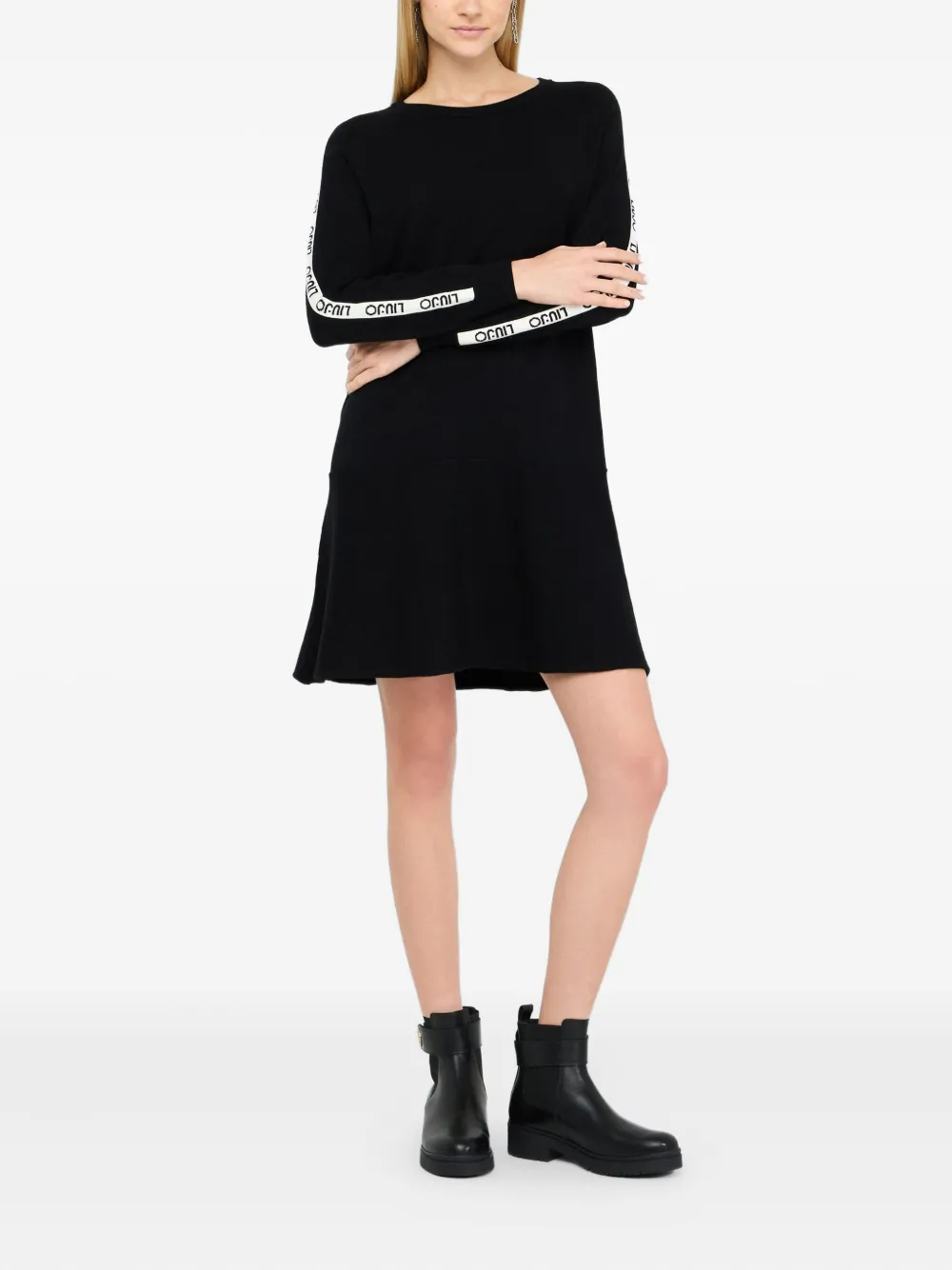 LIU JO logo-detail raglan-sleeve dress - Zwart