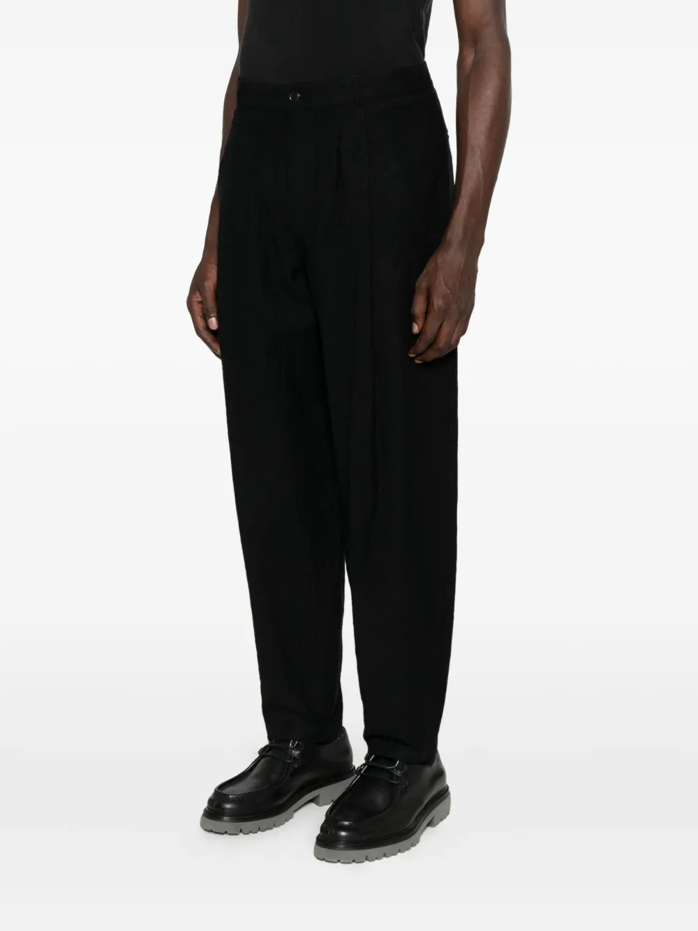 Giorgio Armani Broek met geplooide zak Zwart