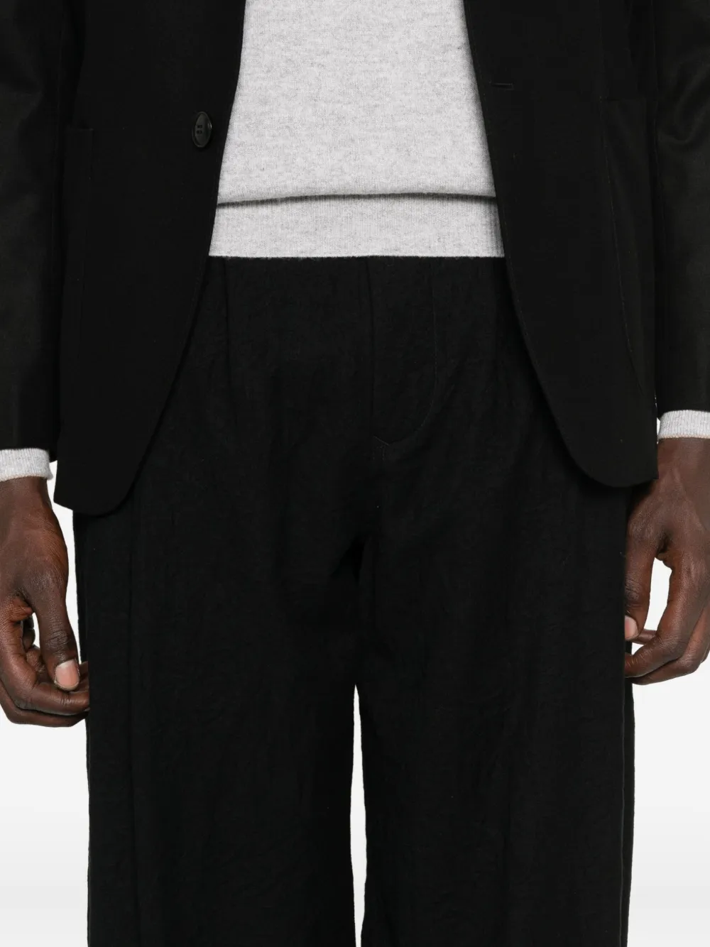 Giorgio Armani Broek met geplooide zak Zwart
