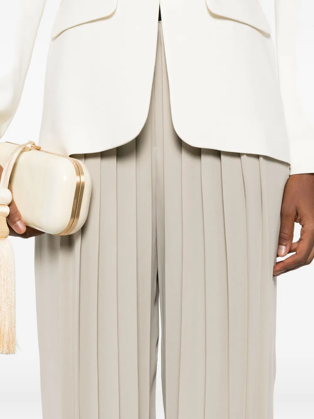 Giorgio Armani Broek met geplooide zak Beige