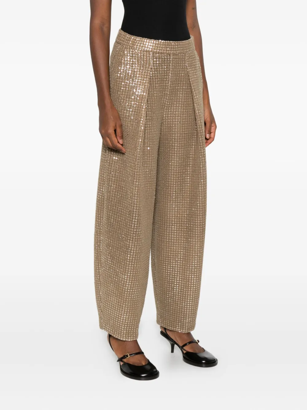 Giorgio Armani Sequin-embellished Pants In Gold