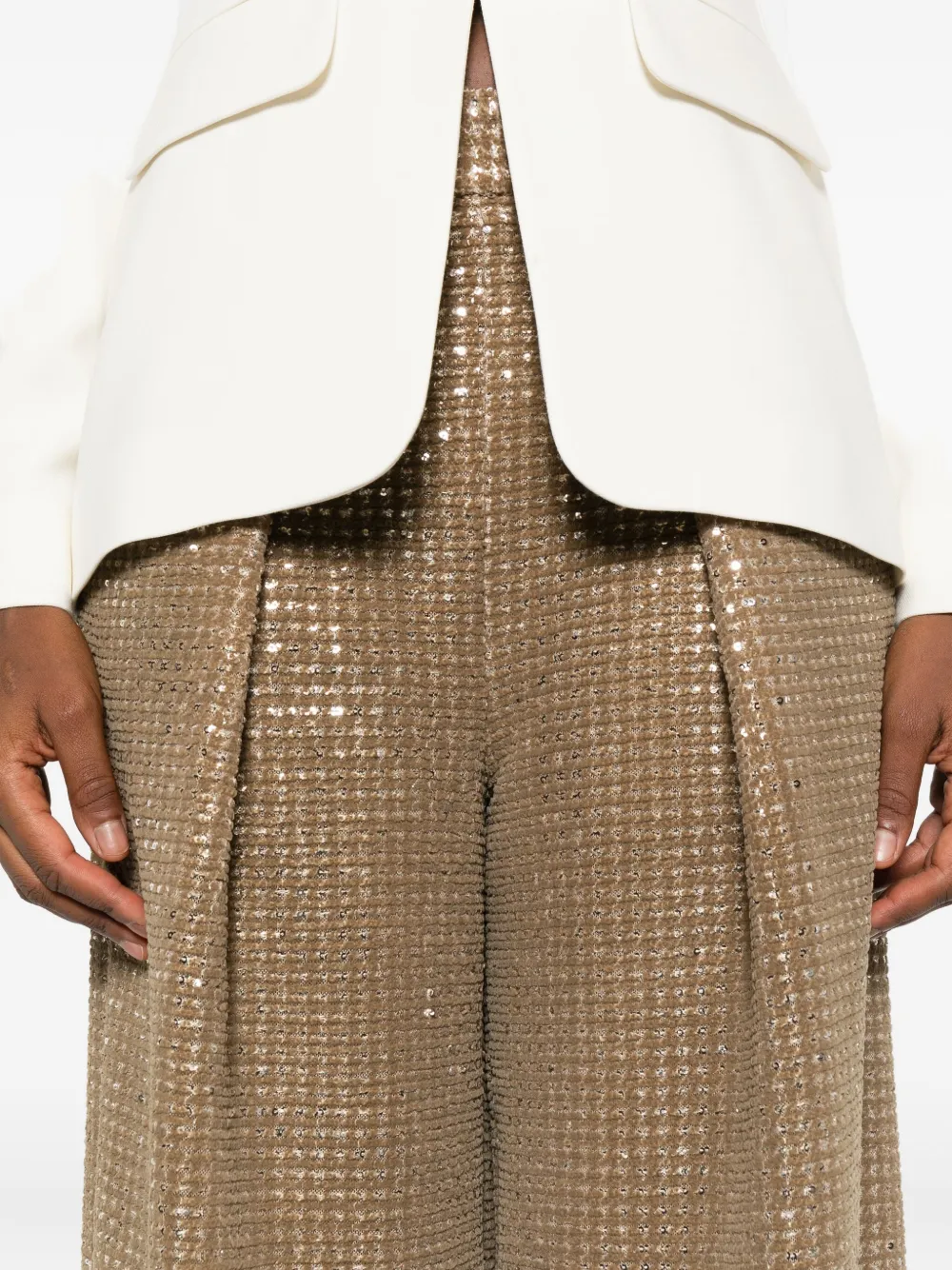 Giorgio Armani Sequin-embellished Pants In Gold