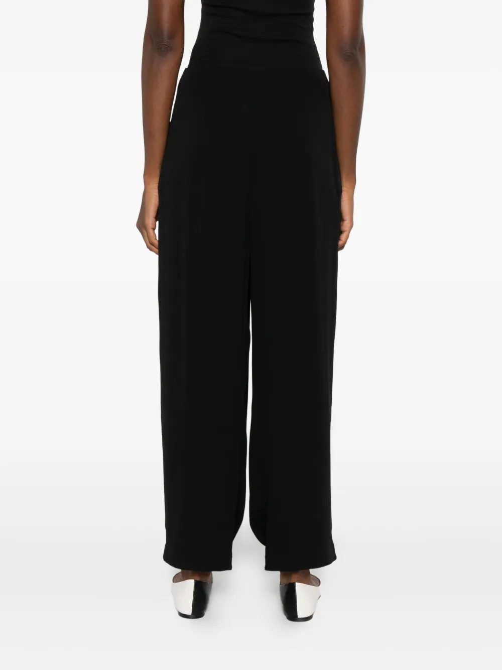 Giorgio Armani Asv Pleated Triple Silk Georgette Trousers In Black