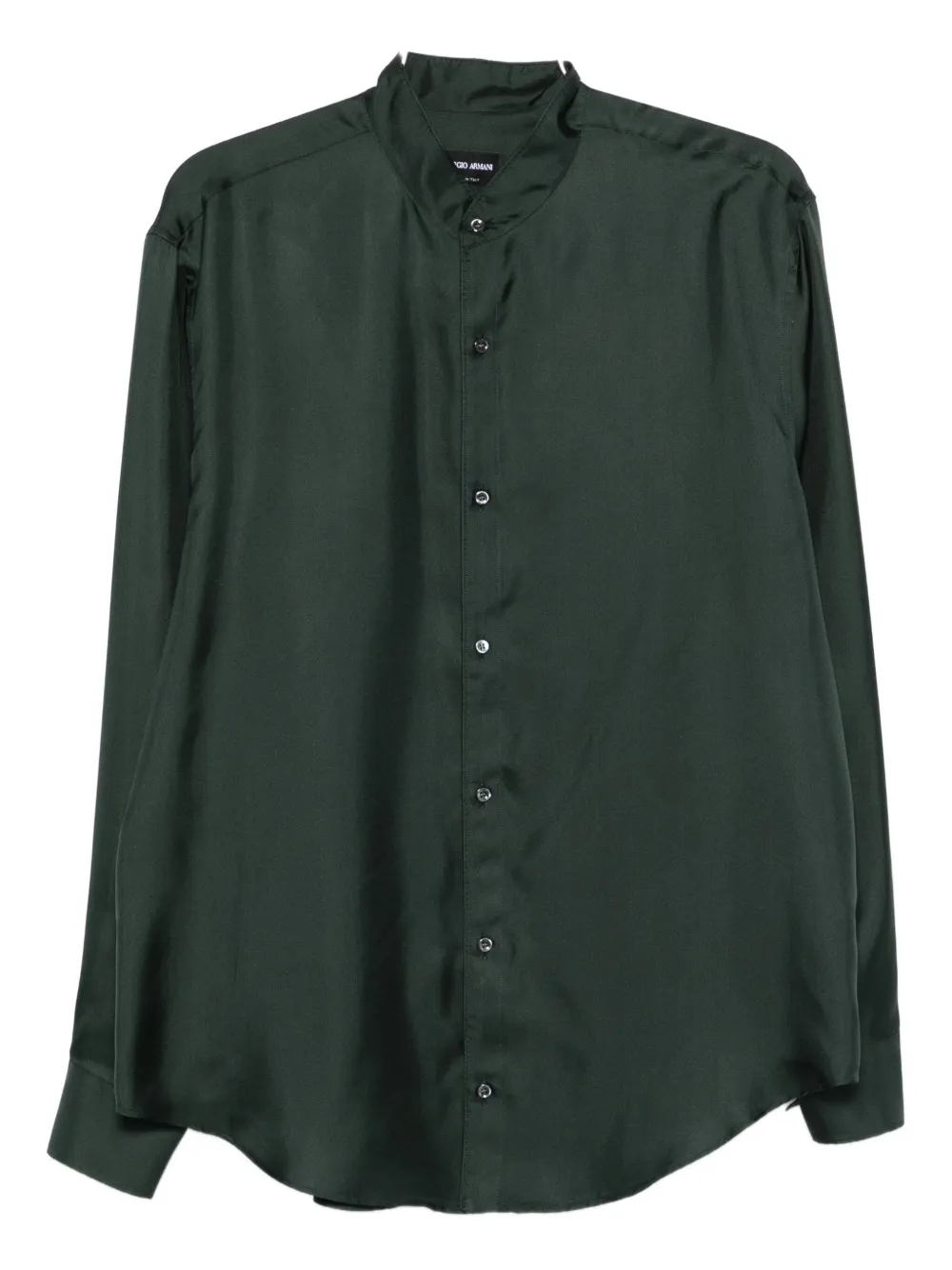 Giorgio Armani mandarin-collar silk shirt Groen