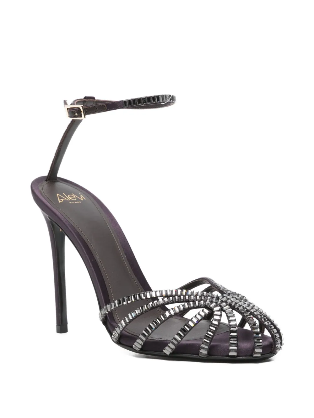 Alevì 100mm Crystal-embellished Stiletto Sandals In Purple