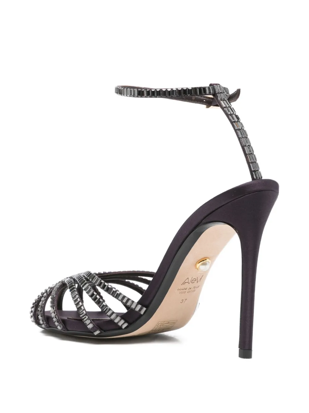 Alevì 100mm Crystal-embellished Stiletto Sandals In Purple