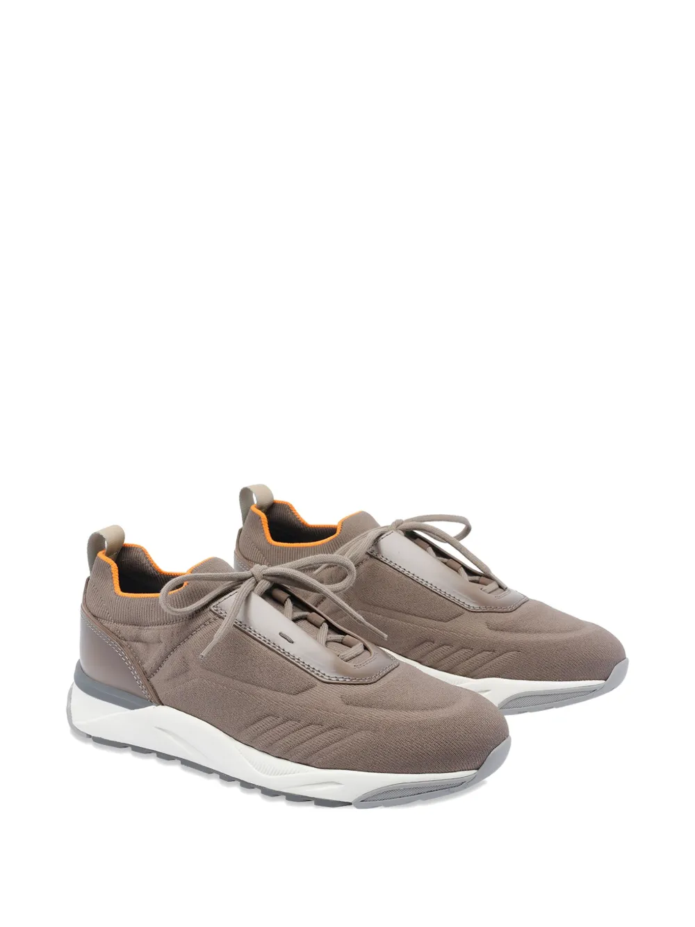 Santoni knitted lace-up sneakers Brown