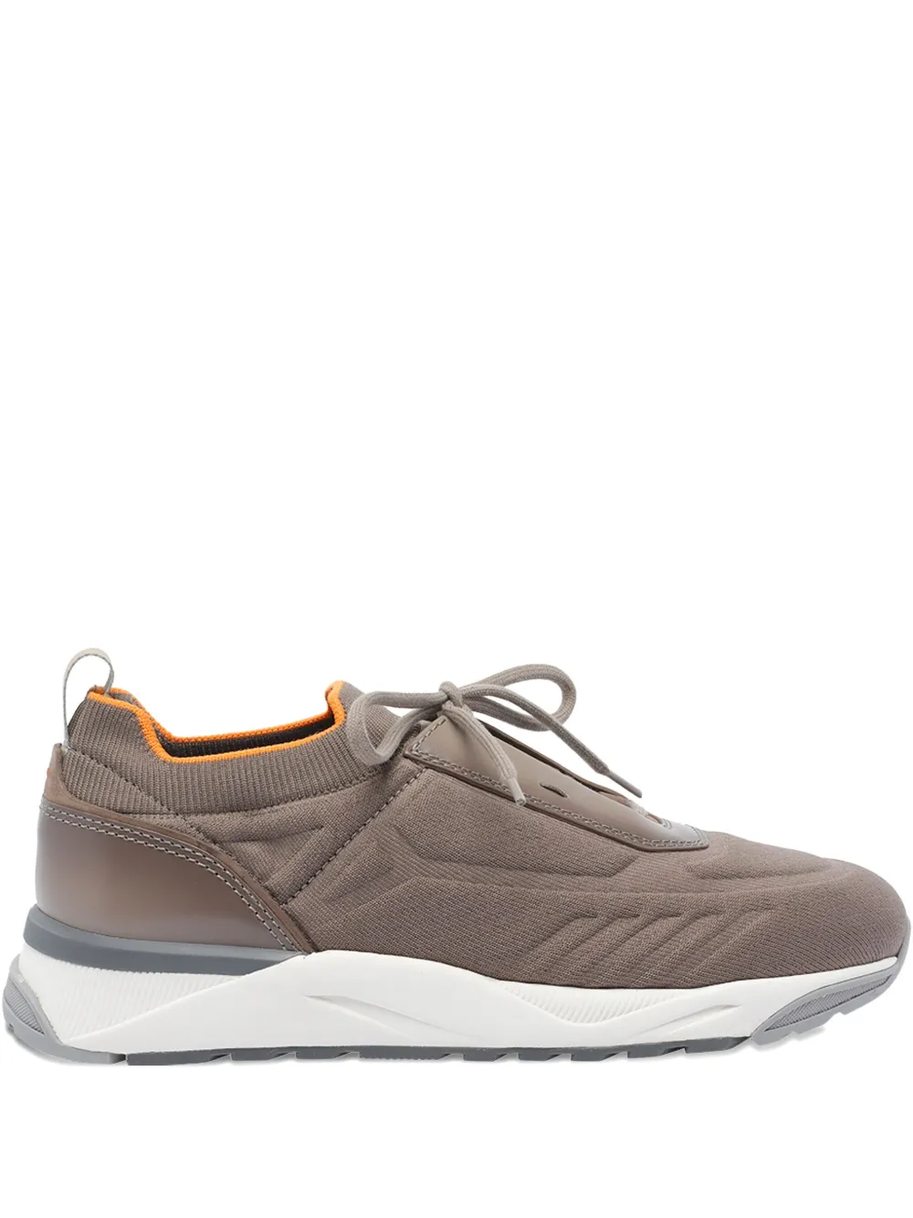 Santoni knitted lace-up sneakers Brown